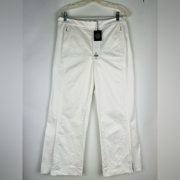 NWT Per Se By Carlisle Angelina White Wide Leg Split Hem Casual Resort Pants - Picture 2 of 7